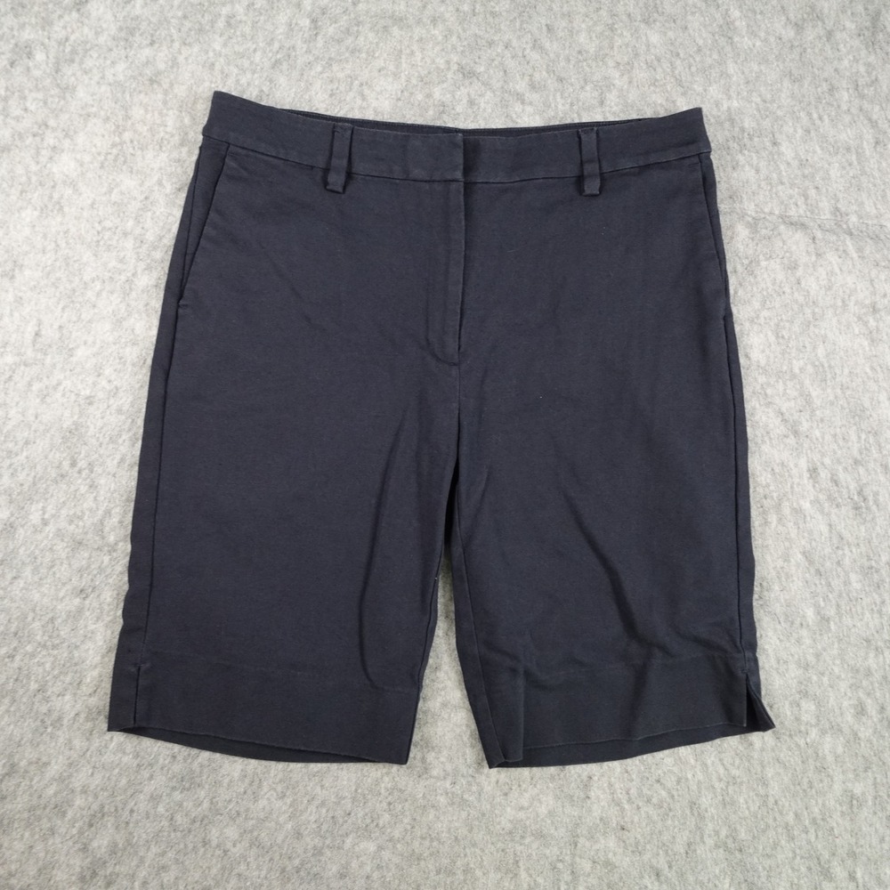J Jill Shorts Women 10 Navy Blue Essential Cotton Stretch Chino Bermuda Preppy